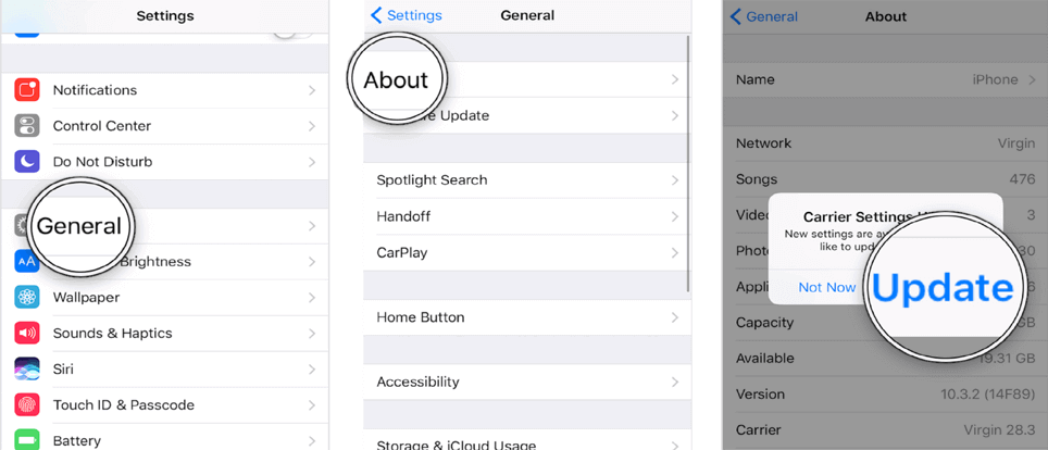 Actualice la configuración de su operador
