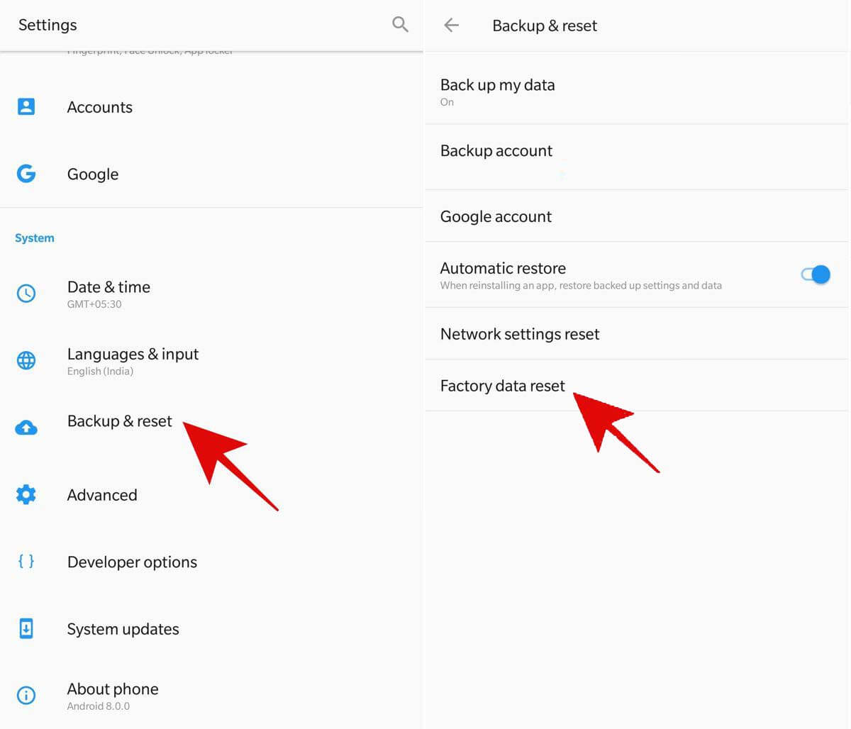 Realice un restablecimiento de fábrica