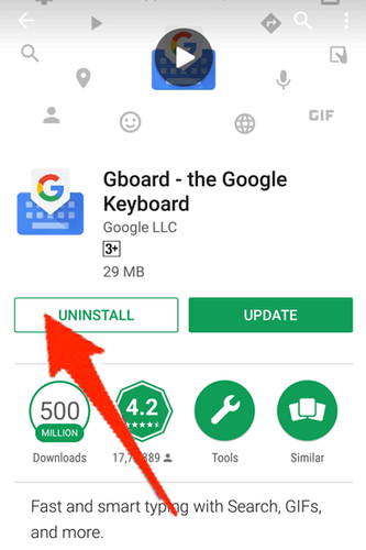 desinstalar y reinstalar Gboard