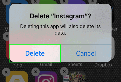 reinstale la aplicación Instagram