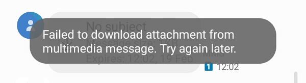 Fallido a Descargar adjunto de Multimedia Mensaje 