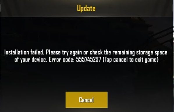 Código de error de PUBG Mobile 556793874