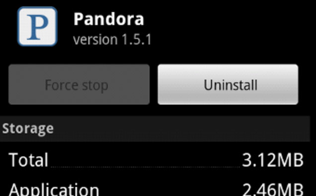 desinstalar la aplicación Pandora