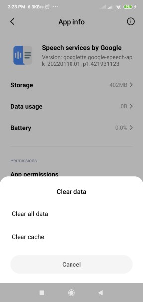 Servicios de voz por Google Actualizar Esperando conexión de red