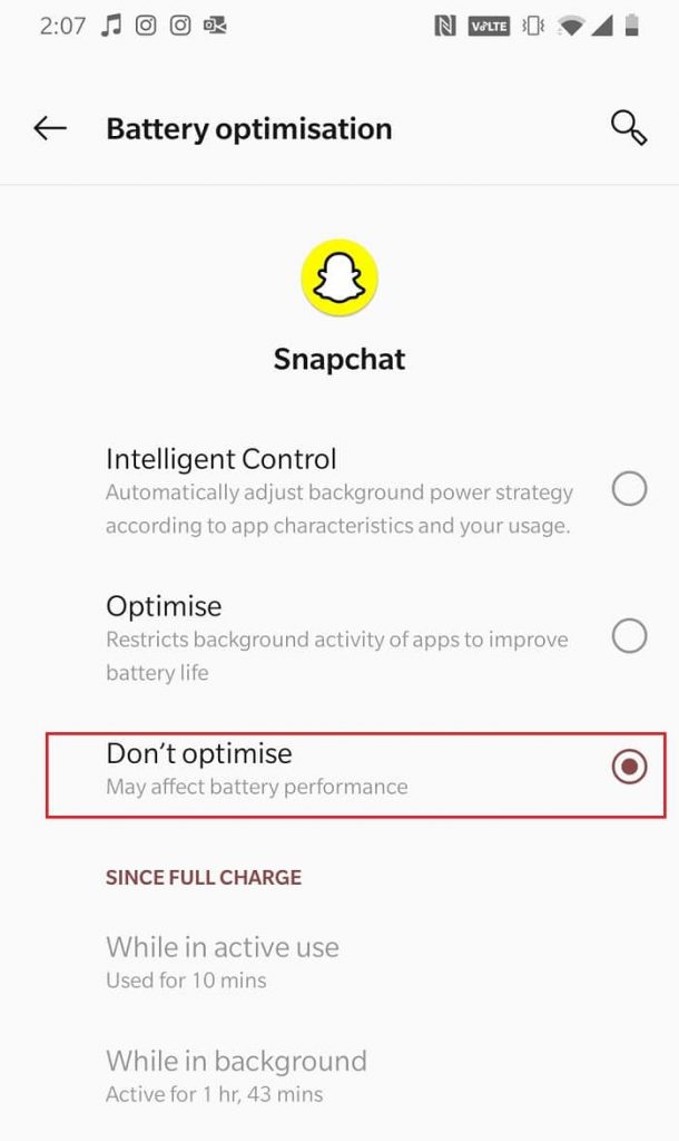error de Snapchat tocar para cargar en Android