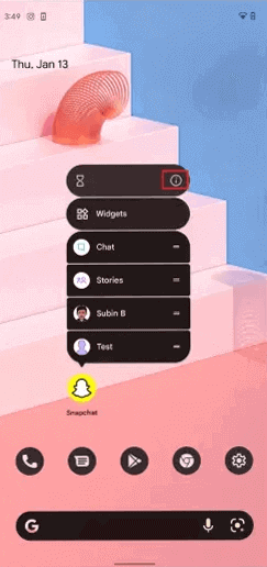 pantalla negra de Snapchat con un punto verde