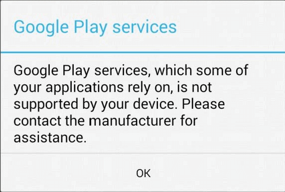 Google Play Services No soportado por su dispositivo