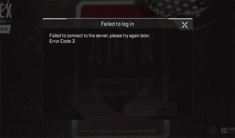 código de error 3 de Apex Legends Mobile