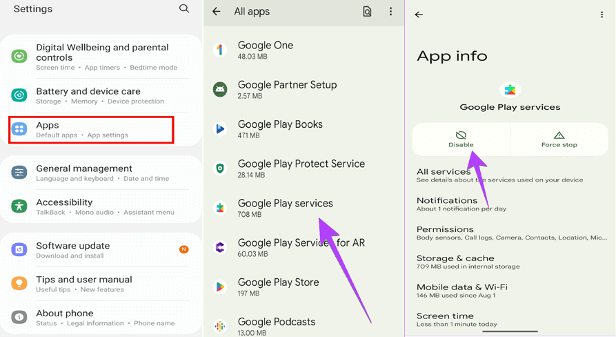 vuelva a habilitar los Google Play Services