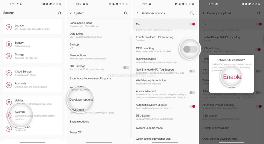 cómo desbloquear el bootloader OnePlus