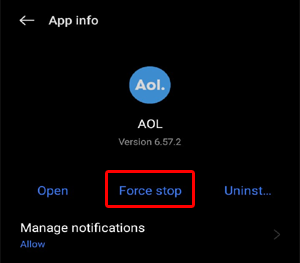 Arreglar el correo de AOL que no funciona en Android