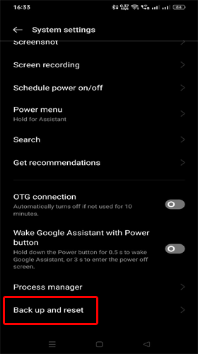 Copia de seguridad y reinicio