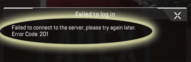 Apex Legends Mobile Código de error 201