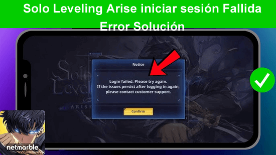 Solo Leveling Arise iniciar sesión Fallida Error Solución